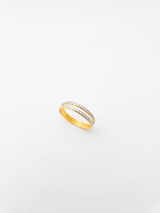 916 Gold Double Layer White Gold Plated Ring